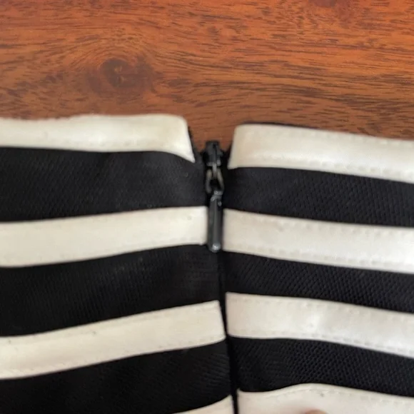 EUC WHBM Black Mesh Dress with White to Gray Ombré Stripes - Picture 8 of 8